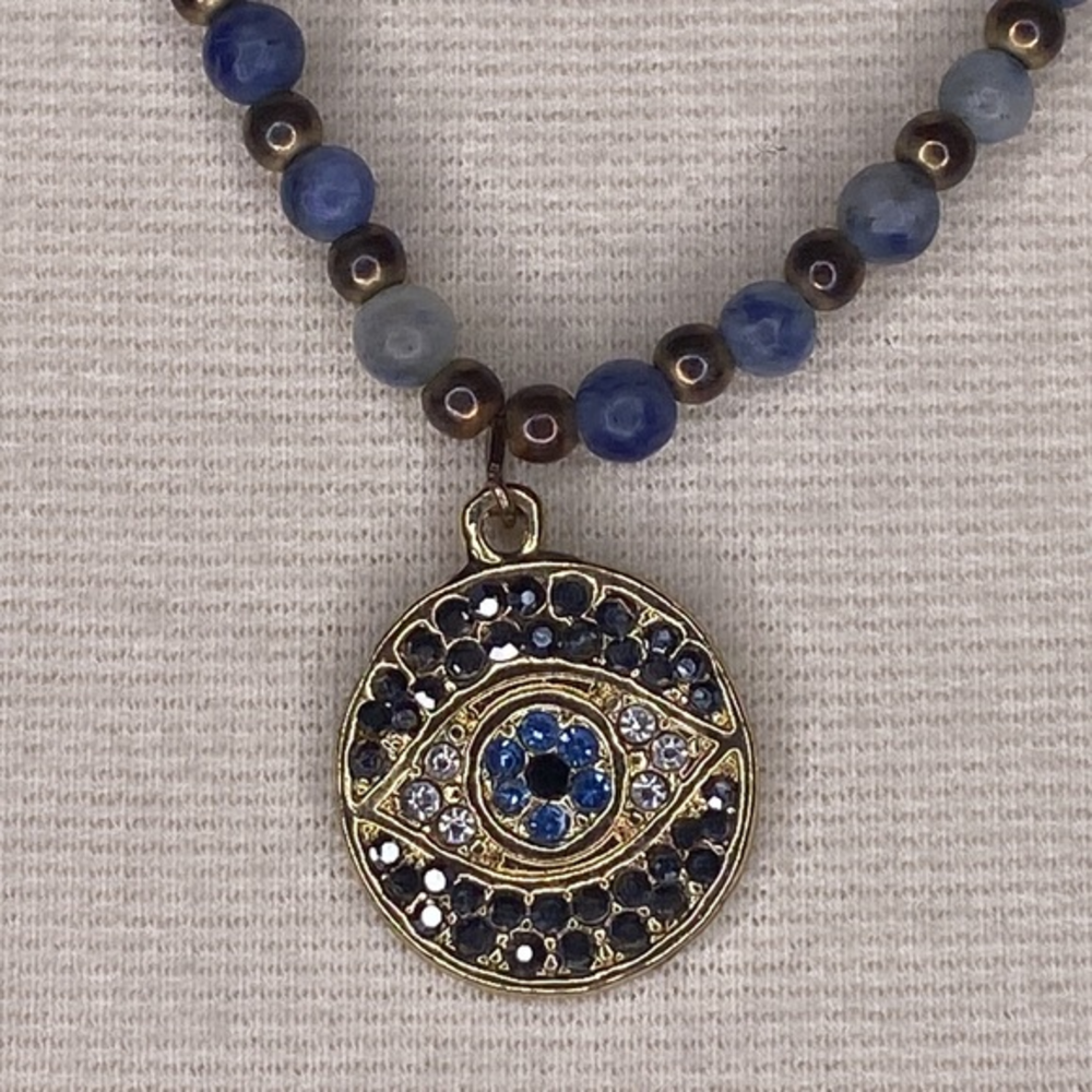 Evil Eye Beaded Blue Necklace‎